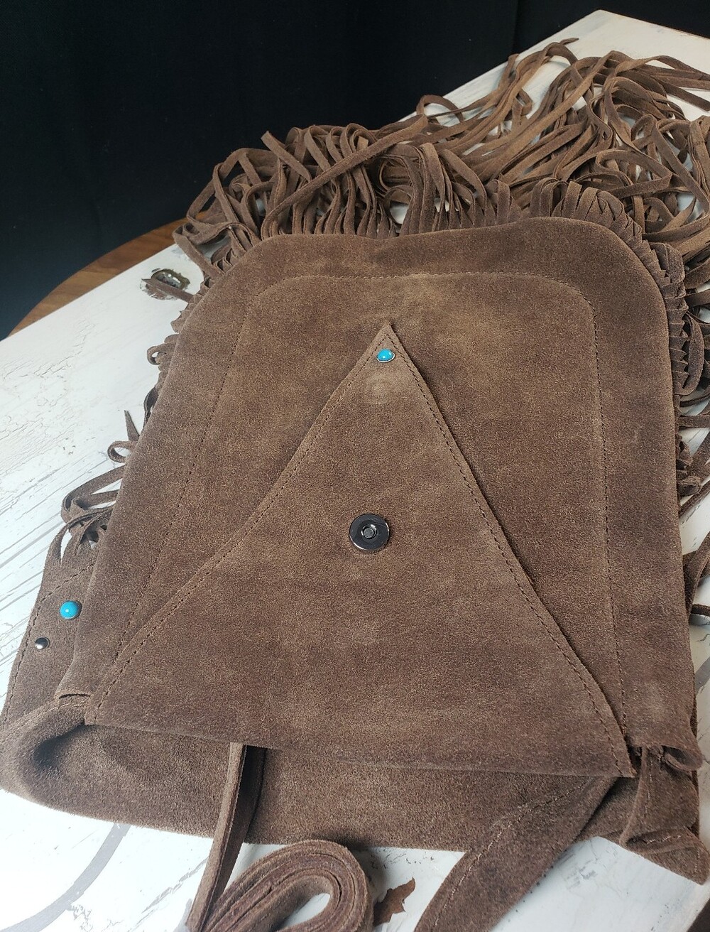 NEW Genuine Suede Leather Fringe Crossbody Bag - NWT - Picture 6 of 15